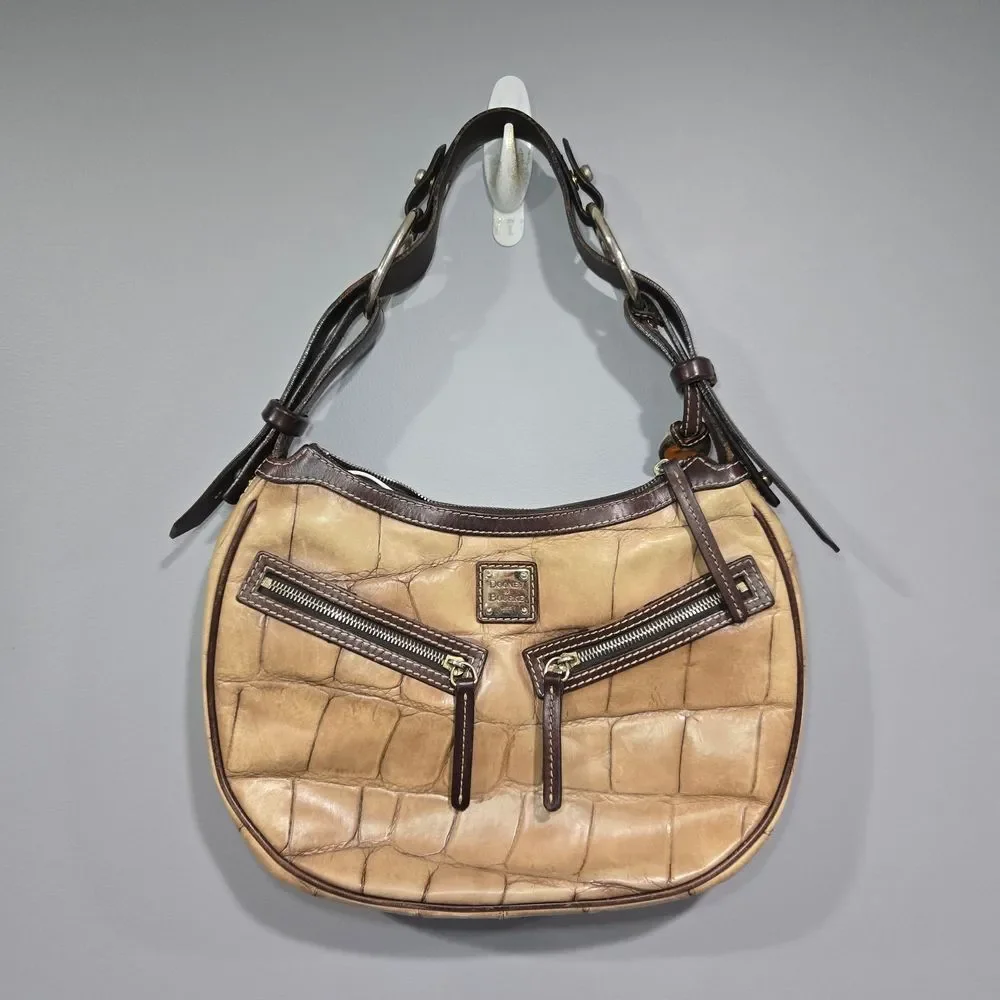 🐢 Dooney & Bourke Croc Embossed Leather Circle Bag. - Picture 1 of 16